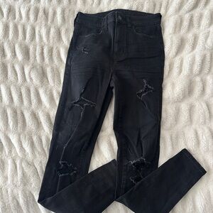 American Eagle Outfitters 4R Black Distressed Jeggings